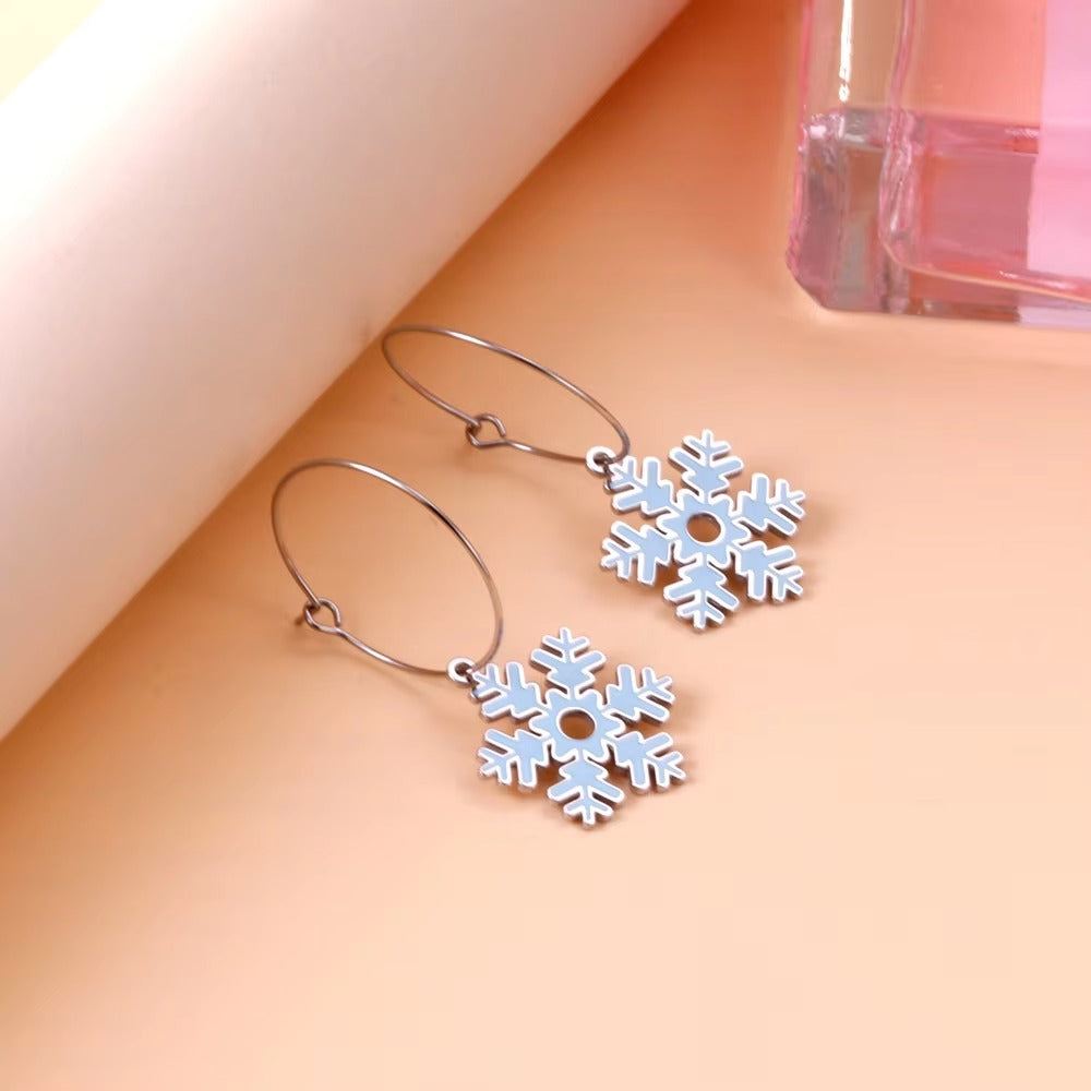 Brooke Snowflake Hoops | Waterproof Silver