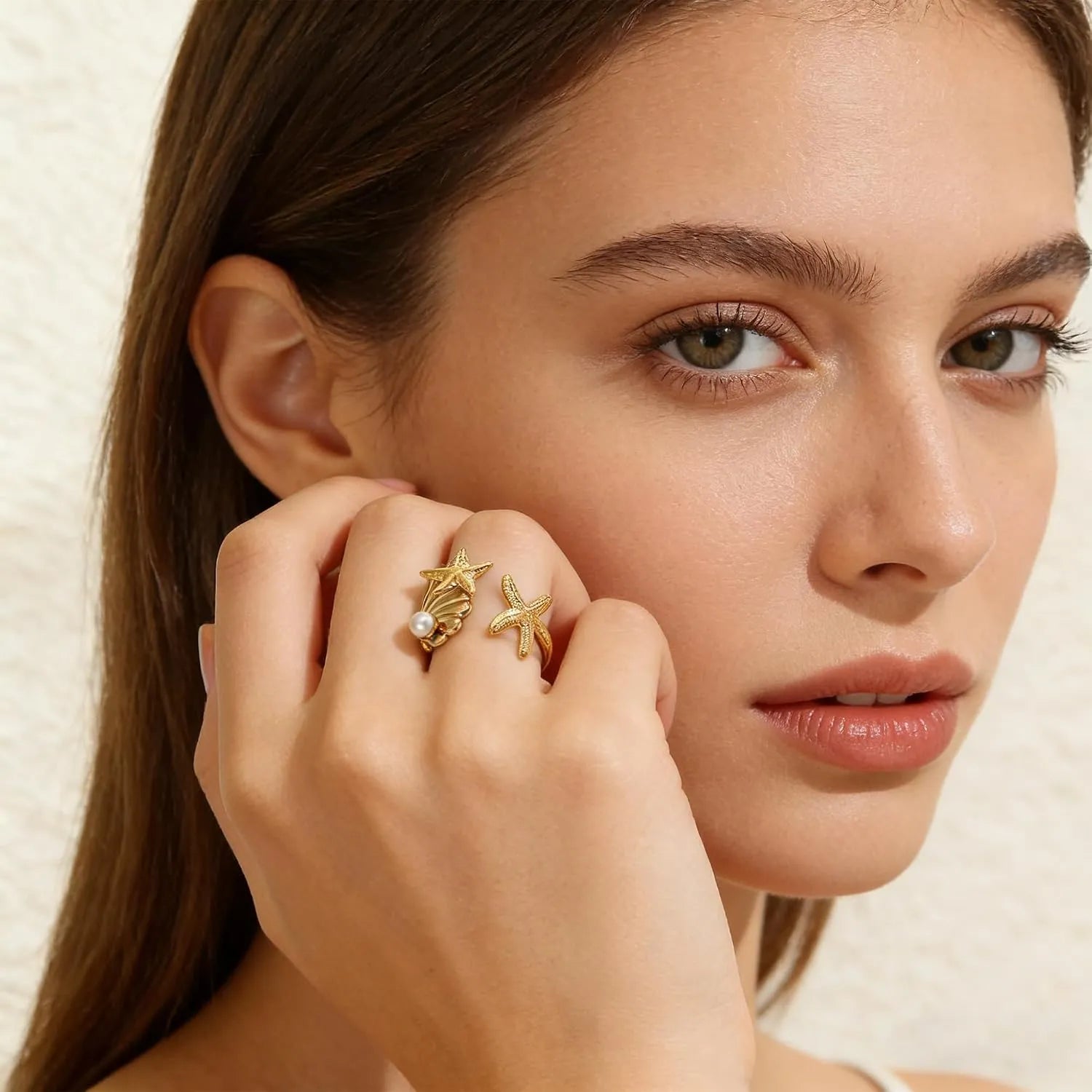 Cymbel Ocean Pearl Wrap Adjustable Ring | Waterproof 18k Gold