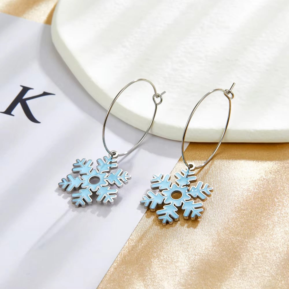 Brooke Snowflake Hoops | Waterproof Silver