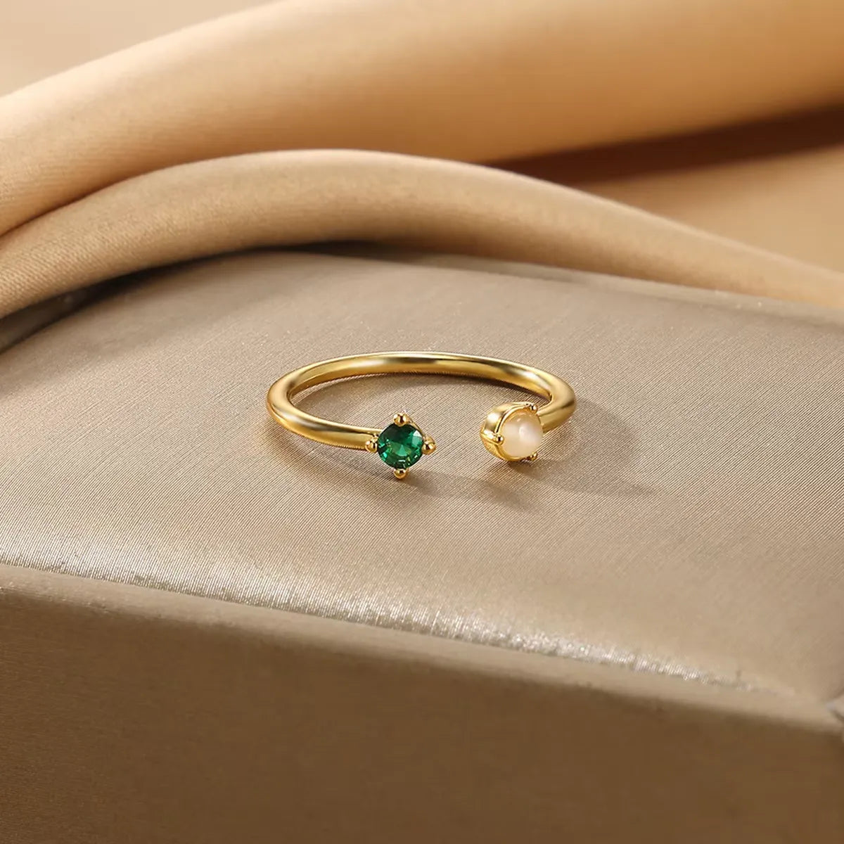 Celine Opal & Colored Crystal Open Ring – 6 Colors | Waterproof 18k Gold