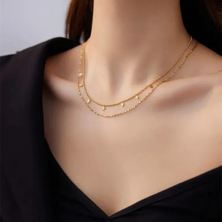 Bellamy Double Layer Necklace | Waterproof 18k Gold