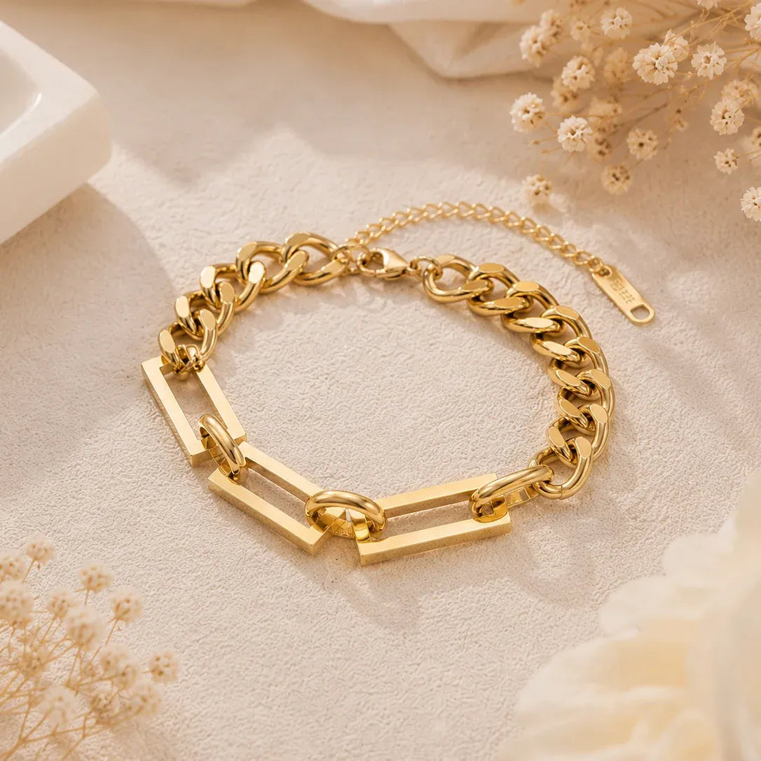 Evara Mixed Link Chain Bracelet | Waterproof 18k Gold
