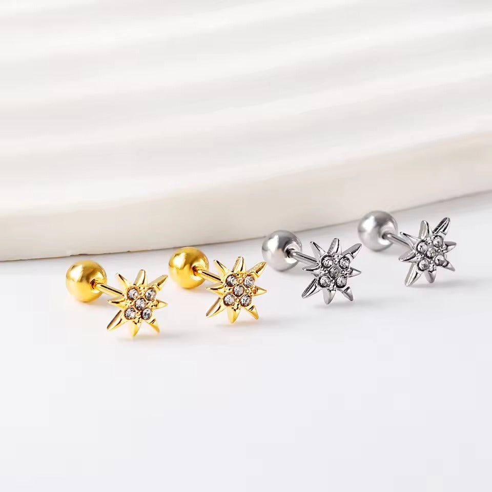 Celeste CZ Star Flat Back Studs - Gold & Silver