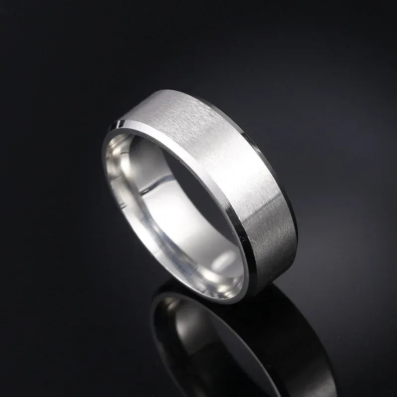 Faye Brushed Plain 8MM Band Ring | Waterproof Silver
