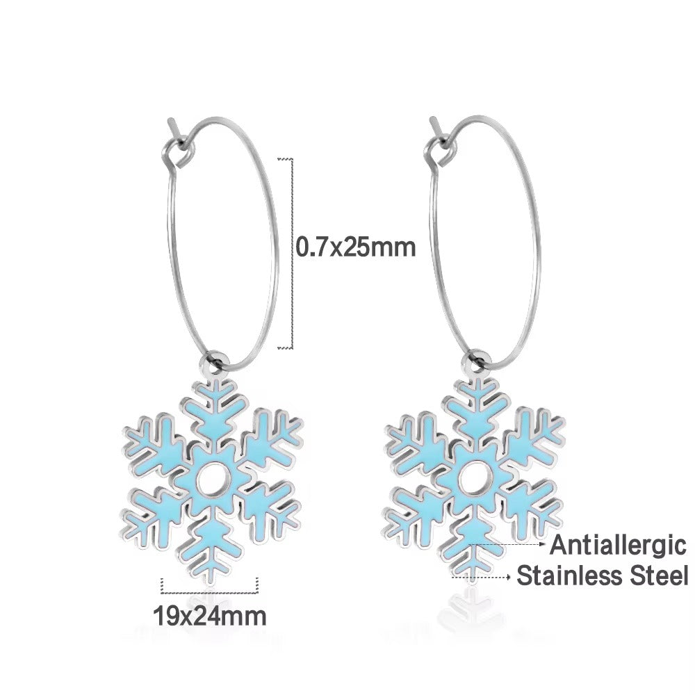 Brooke Snowflake Hoops | Waterproof Silver