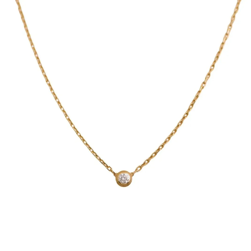 Bron Bezel Set Crystal Necklace | Waterproof 18k Gold