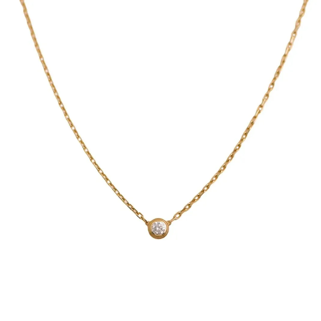 Bron Bezel Set Crystal Necklace | Waterproof 18k Gold