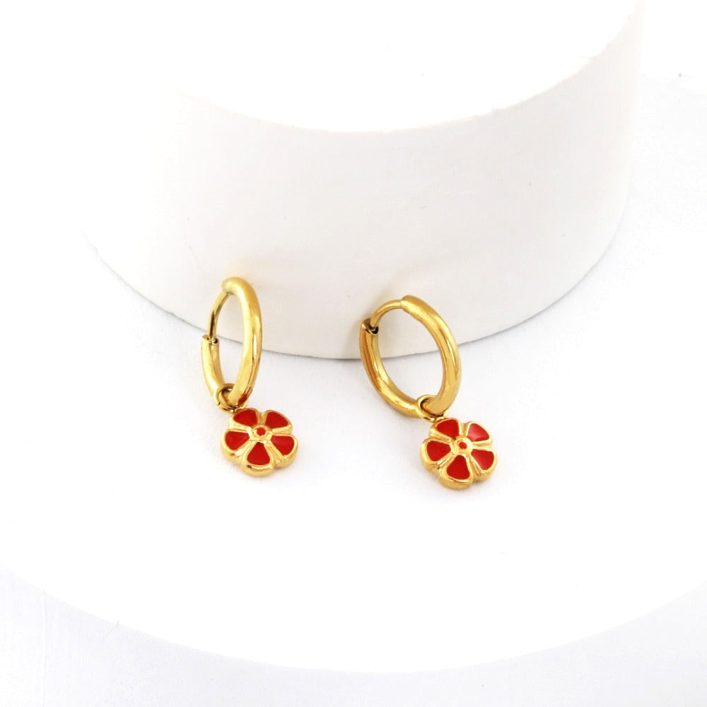 Icon Six Petal Flower Huggie Hoops