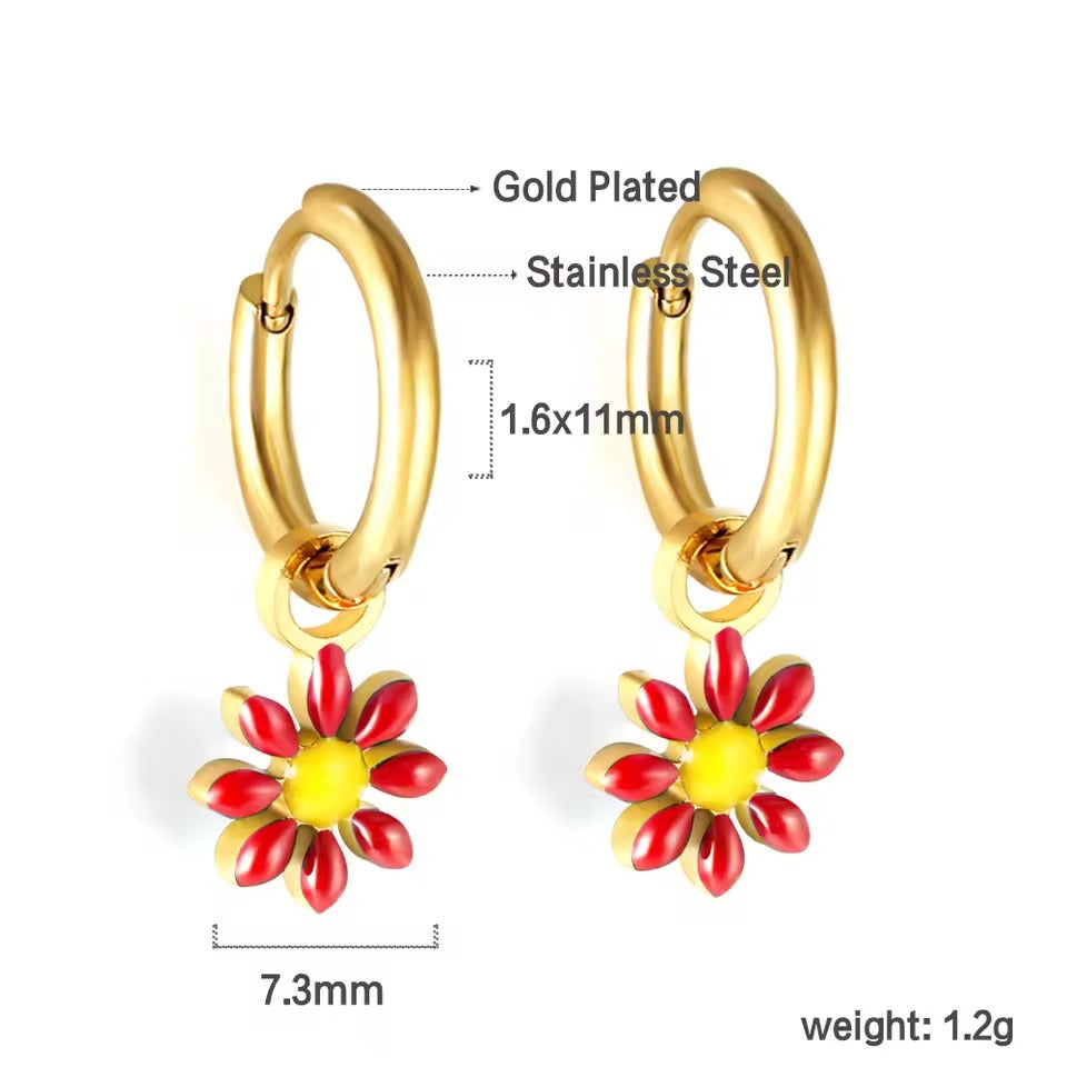 Blush Flower Huggie Hoops