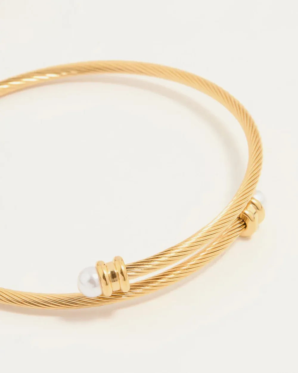 Cedric Pearl Wrap Bangle Bracelet | Waterproof 18k Gold