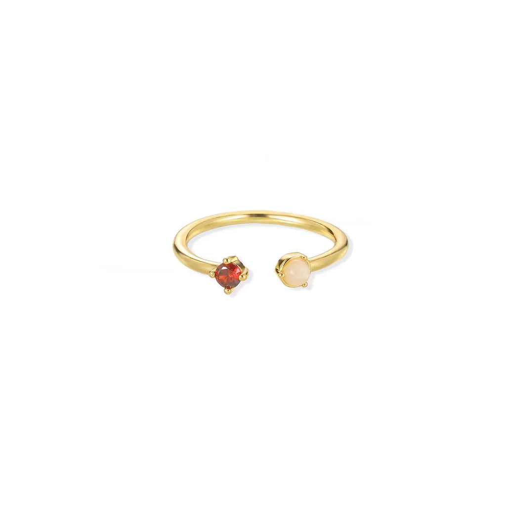 Celine Opal & Colored Crystal Open Ring – 6 Colors | Waterproof 18k Gold