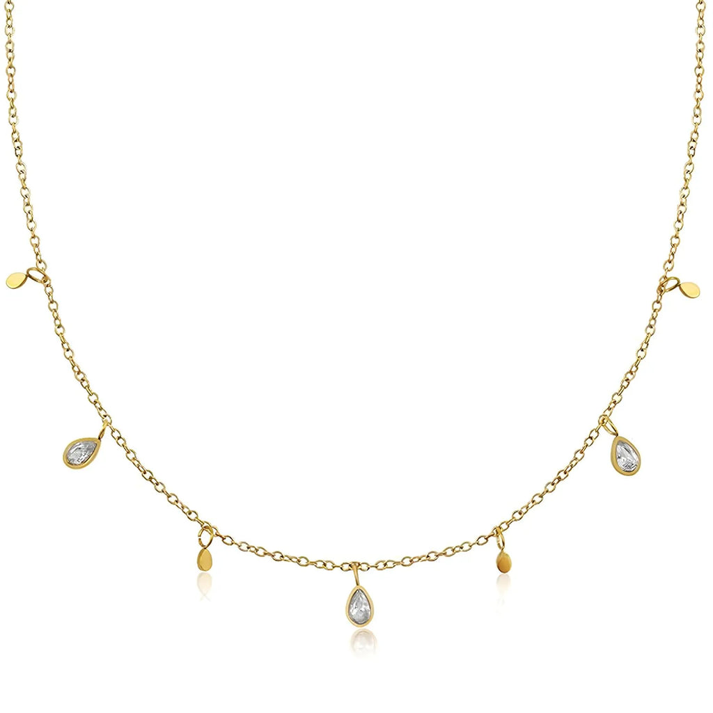 Evania Pear Cut Charm Necklace | Waterproof 18k Gold