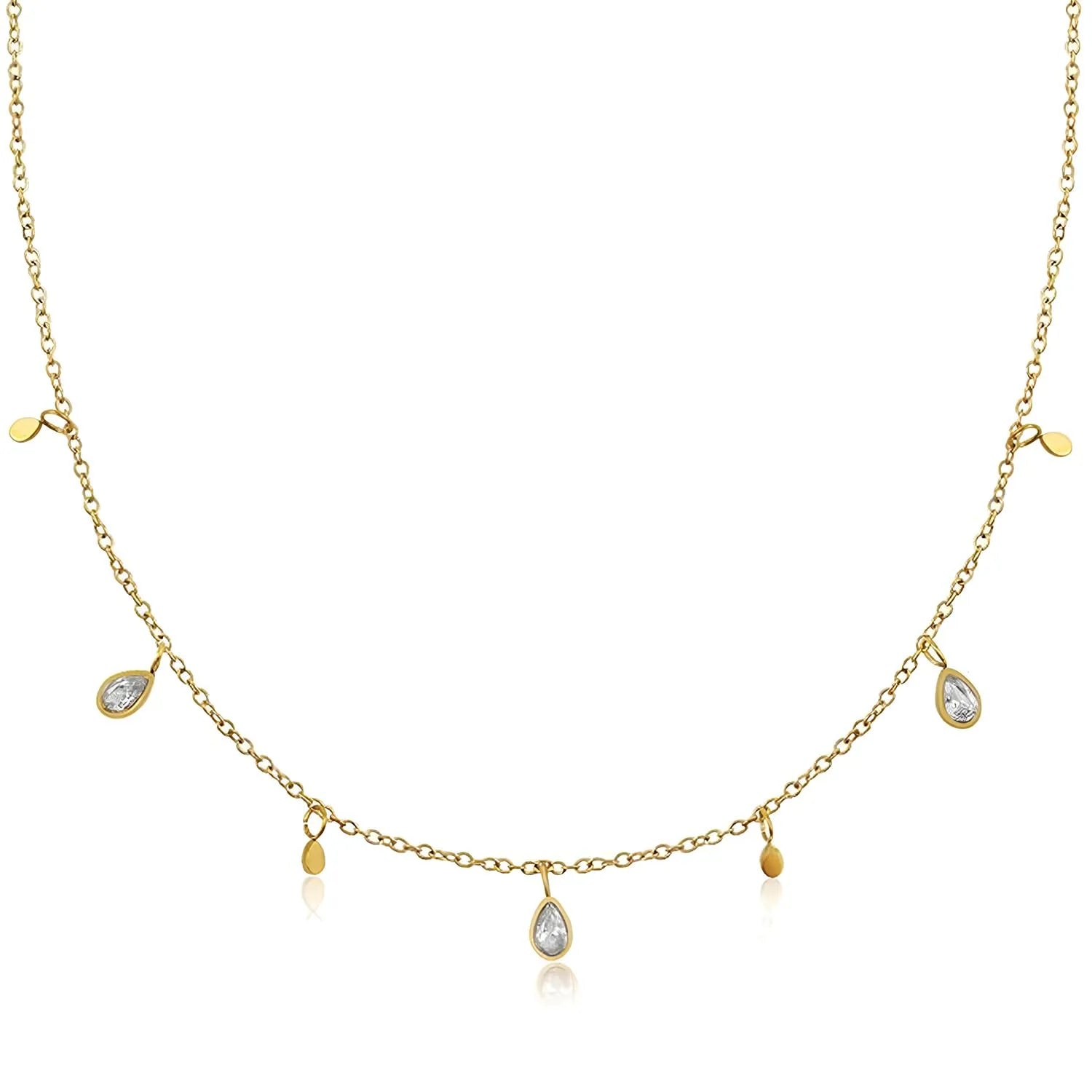 Evania Pear Cut Charm Necklace | Waterproof 18k Gold