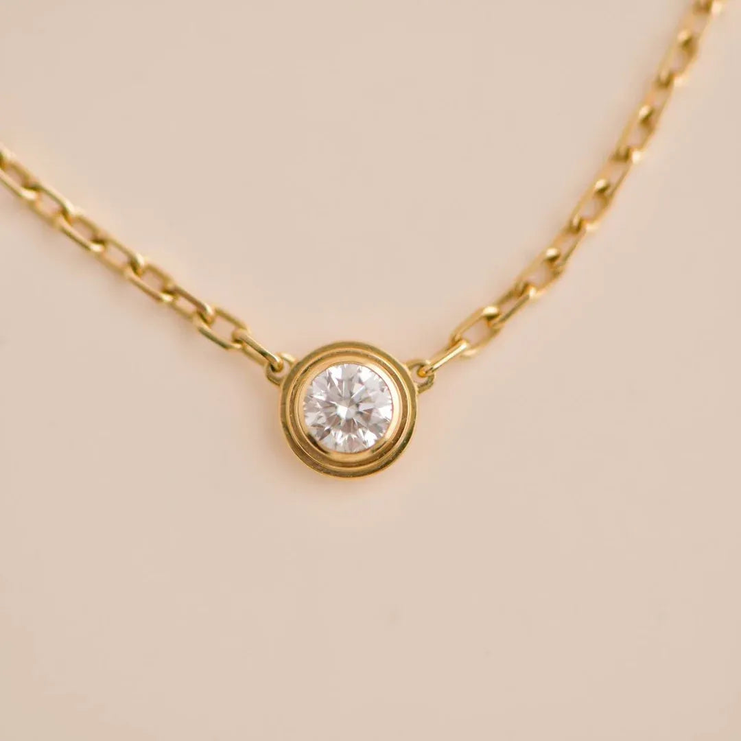 Bron Bezel Set Crystal Necklace | Waterproof 18k Gold