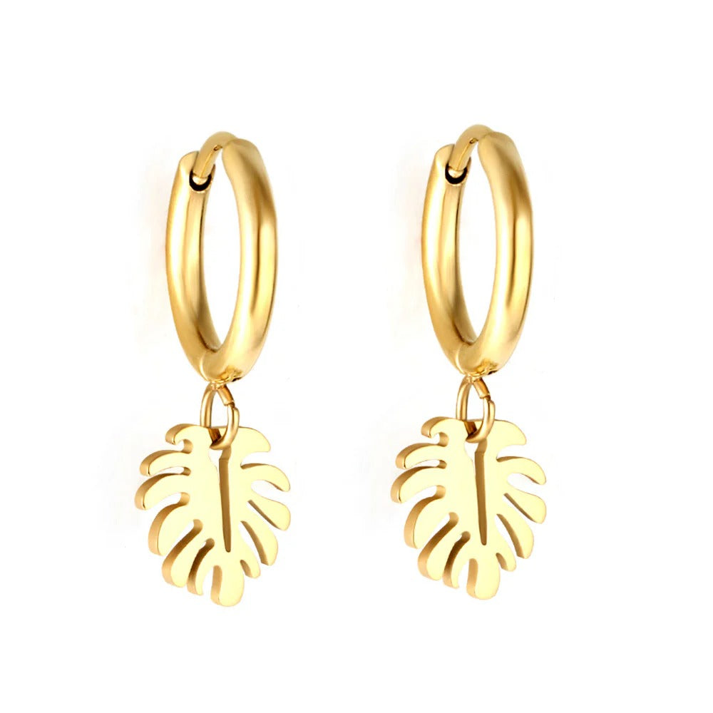Rinko Leaf Huggie Hoops