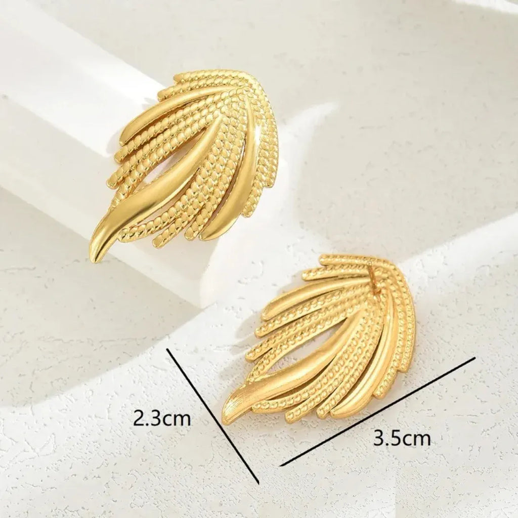 Cressida Frond Stud Earrings | Waterproof 18k Gold