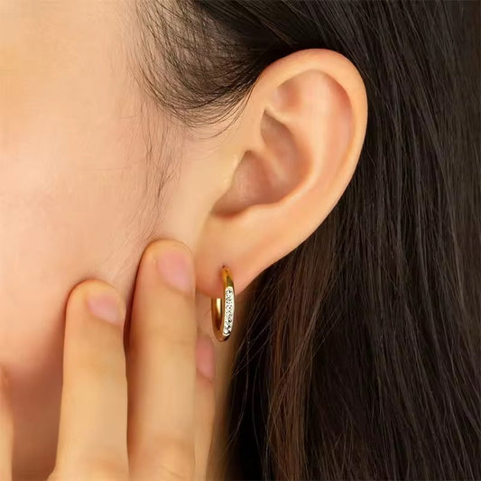 Aoife Micro Pave CZ Gold Huggie Hoops