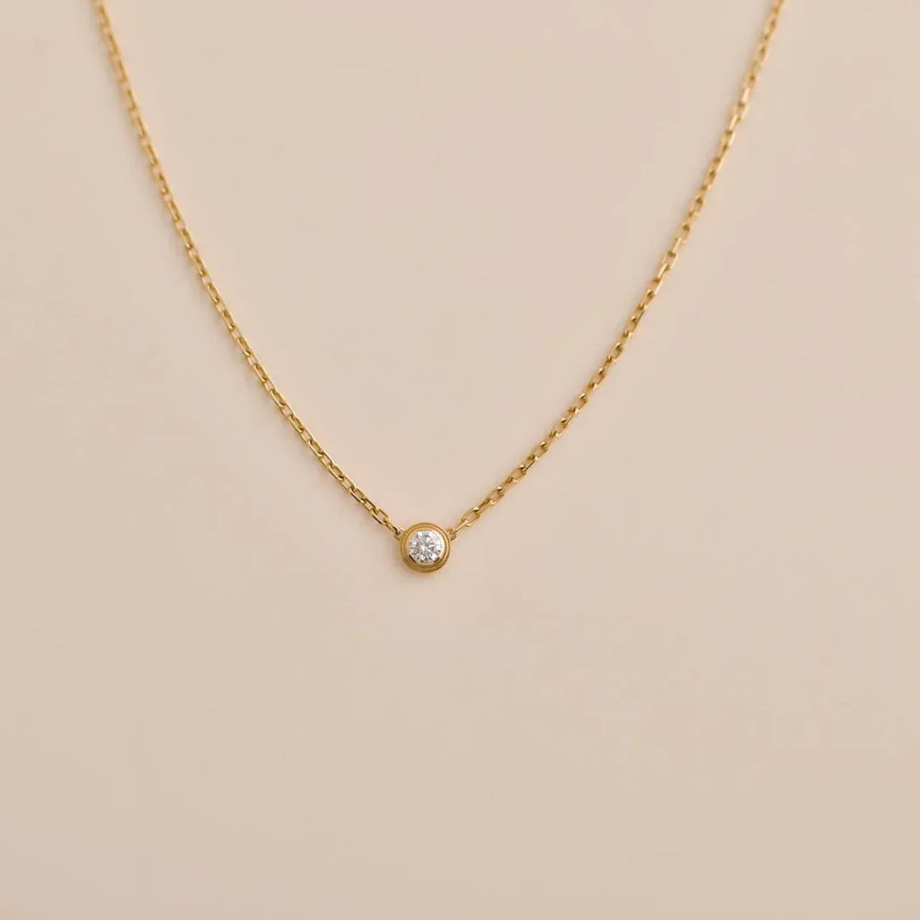 Bron Bezel Set Crystal Necklace | Waterproof 18k Gold