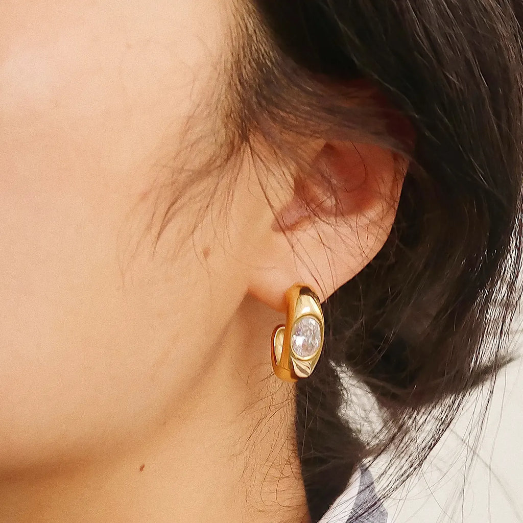 Azure Diamond Hoop Earrings | Waterproof 18k Gold