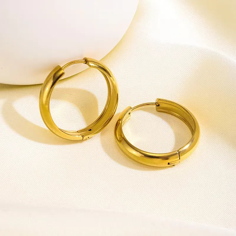 Ayla Plain Wide Hoop Earrings | Waterproof 18k Gold