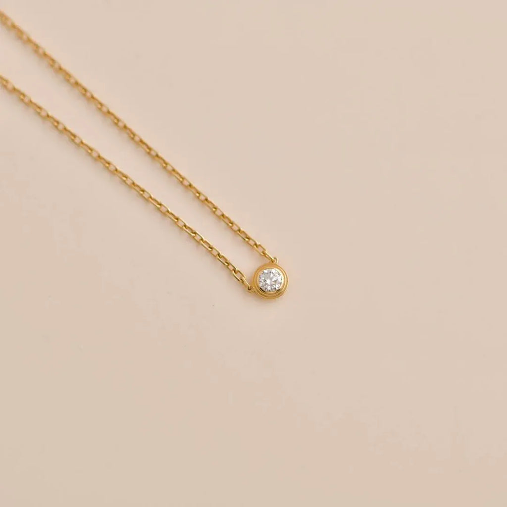 Bron Bezel Set Crystal Necklace | Waterproof 18k Gold