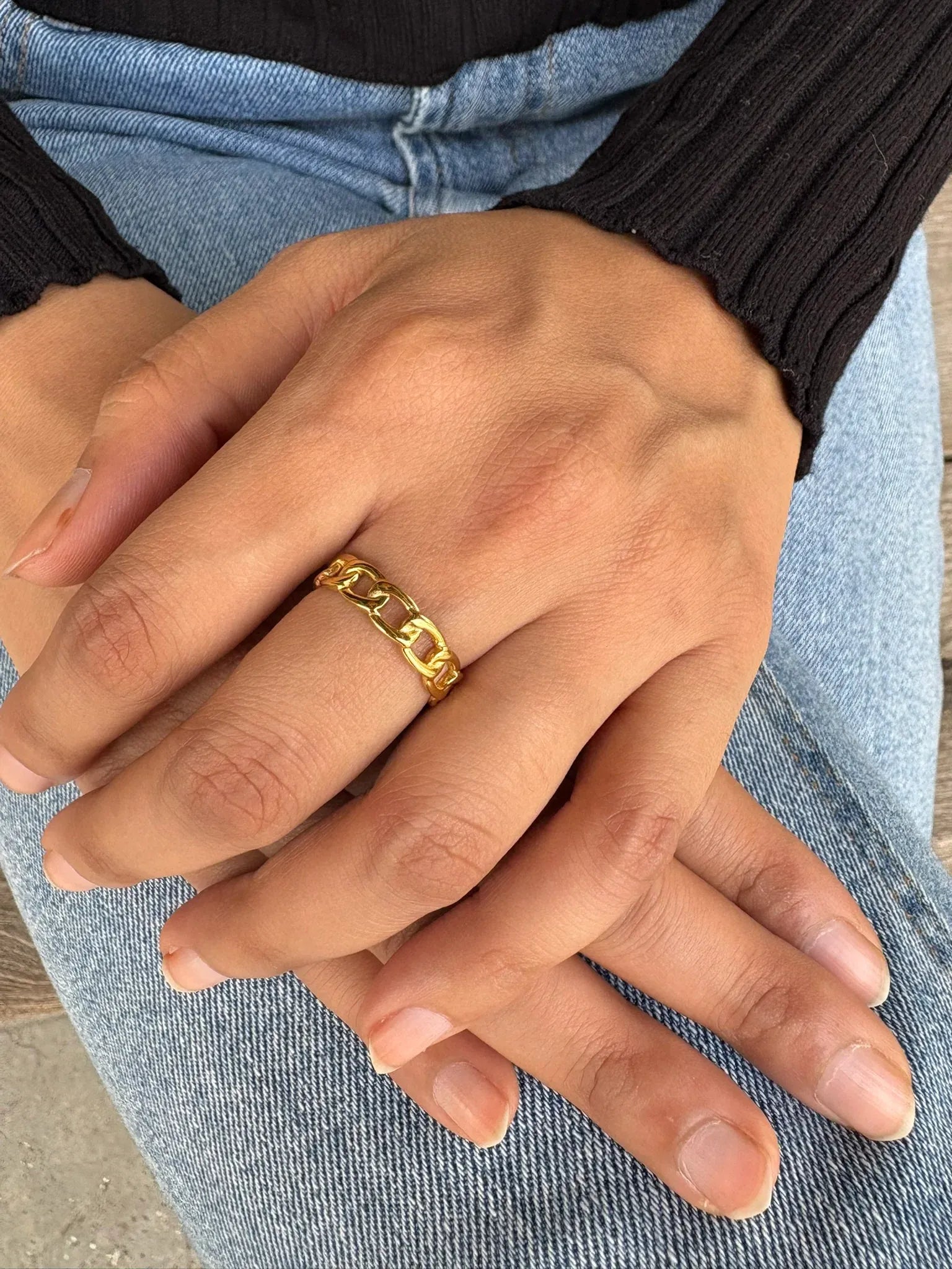 Alisa Chain Wrap Adjustable Ring | Waterproof 18k Gold & Silver
