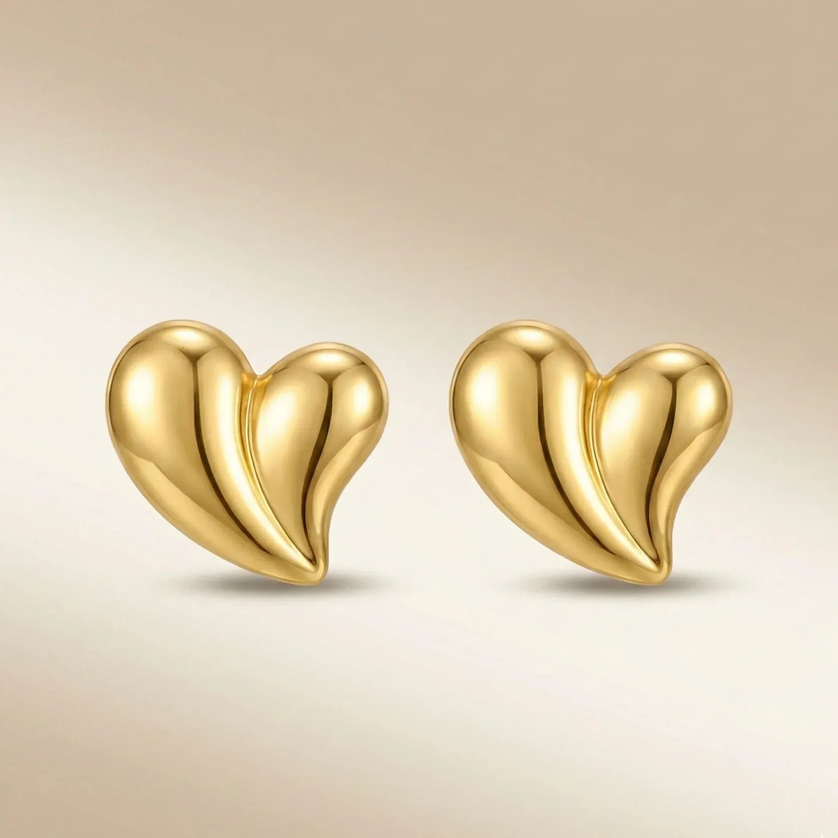 Chrysie Heart Stud Earrings | Waterproof 18k Gold