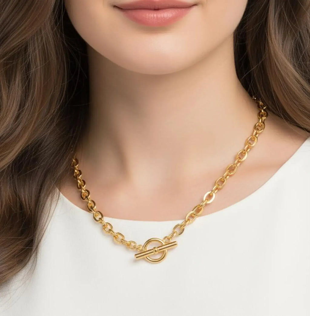 Caroline Toggle Bar Necklace 6MM | Waterproof 18k Gold