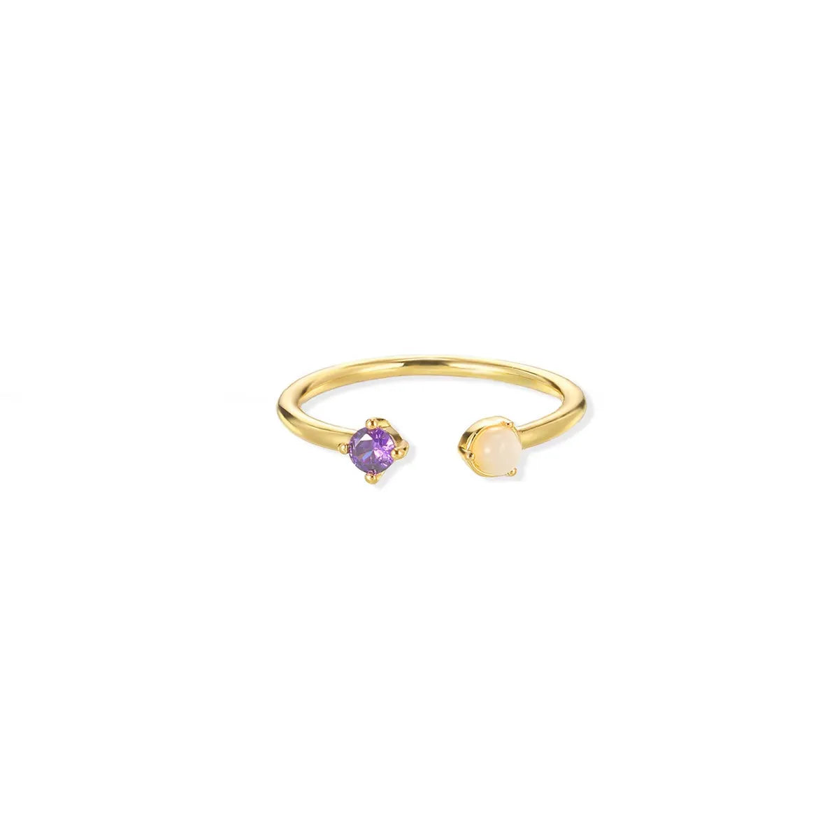 Celine Opal & Colored Crystal Open Ring – 6 Colors | Waterproof 18k Gold
