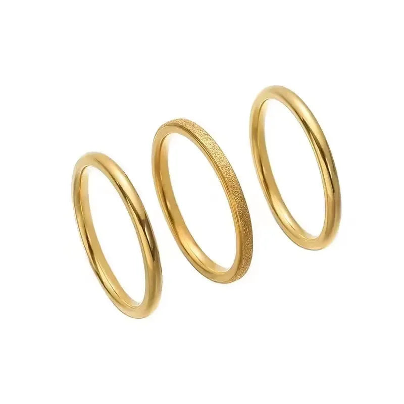 Anya 2MM Band Ring Set | Waterproof 18k Gold