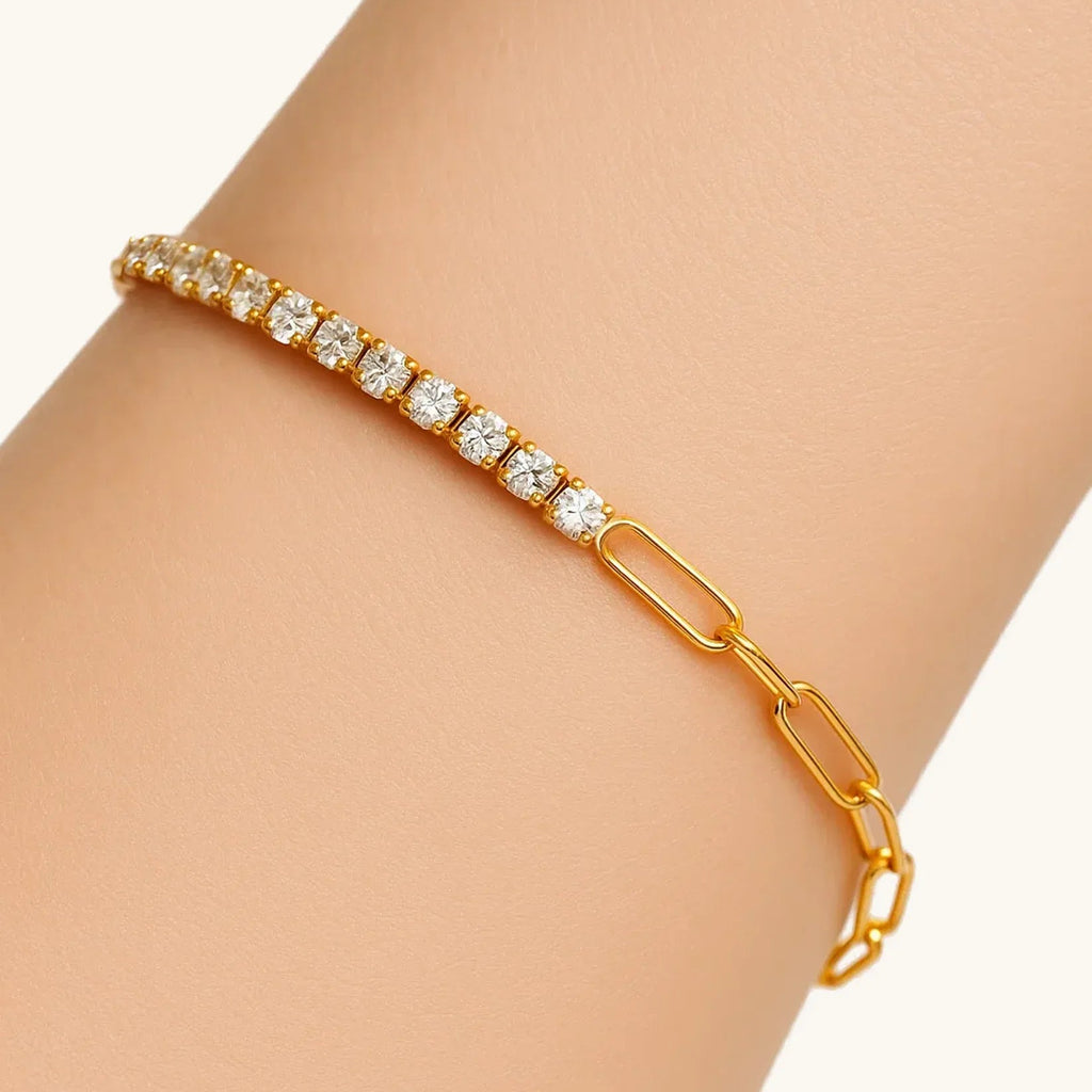 Cassia Crystal Tennis Chain Bracelet | Waterproof 18k Gold
