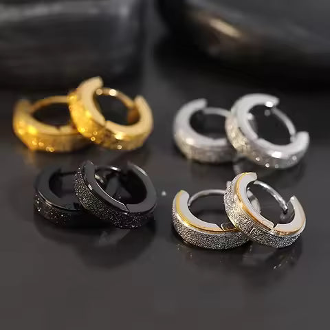 Camila Frosted Hoops | Waterproof 18k Gold, Silver & Black