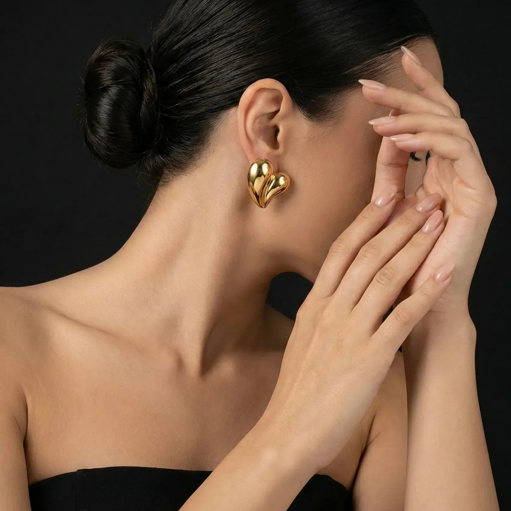 Chrysie Heart Stud Earrings | Waterproof 18k Gold