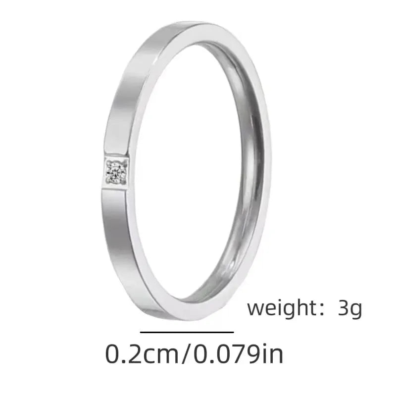 Soha Single Stone 2MM Band Ring | Waterproof Silver