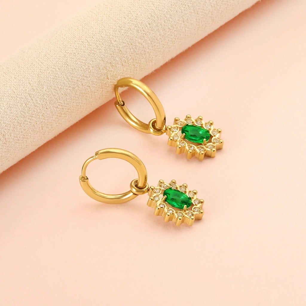 Iris Emerald Green Huggie Hoops