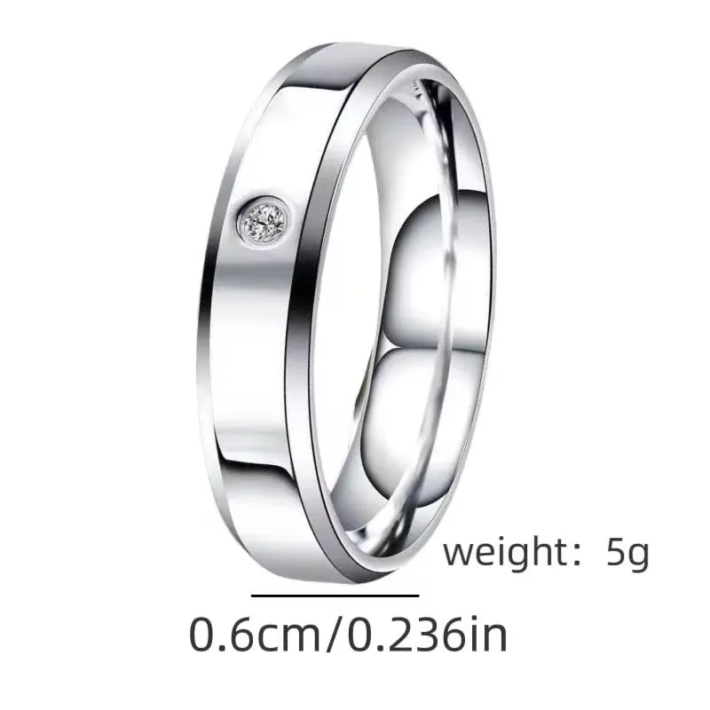 Esha Single Stone 4MM Band Ring | Waterproof Silver