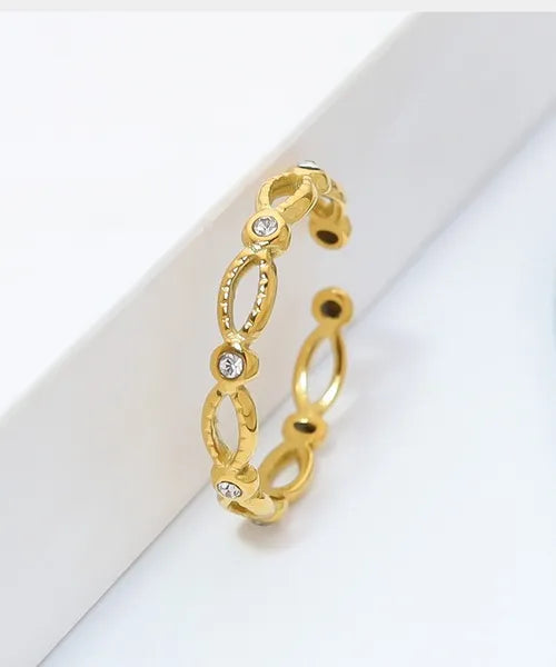 Ayla Crystal Open Ring | Waterproof 18k Gold