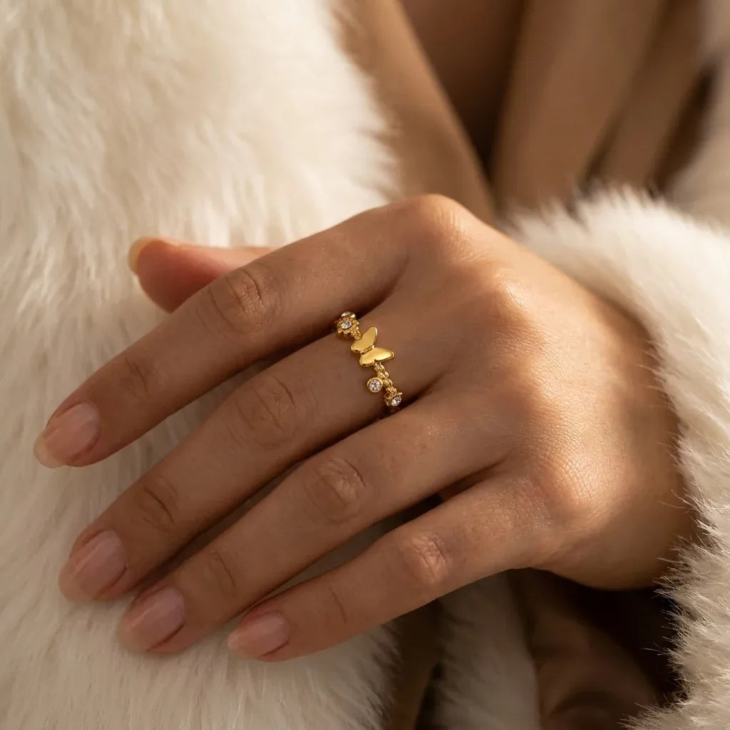Anais Butterfly Open Ring | Waterproof 18k Gold