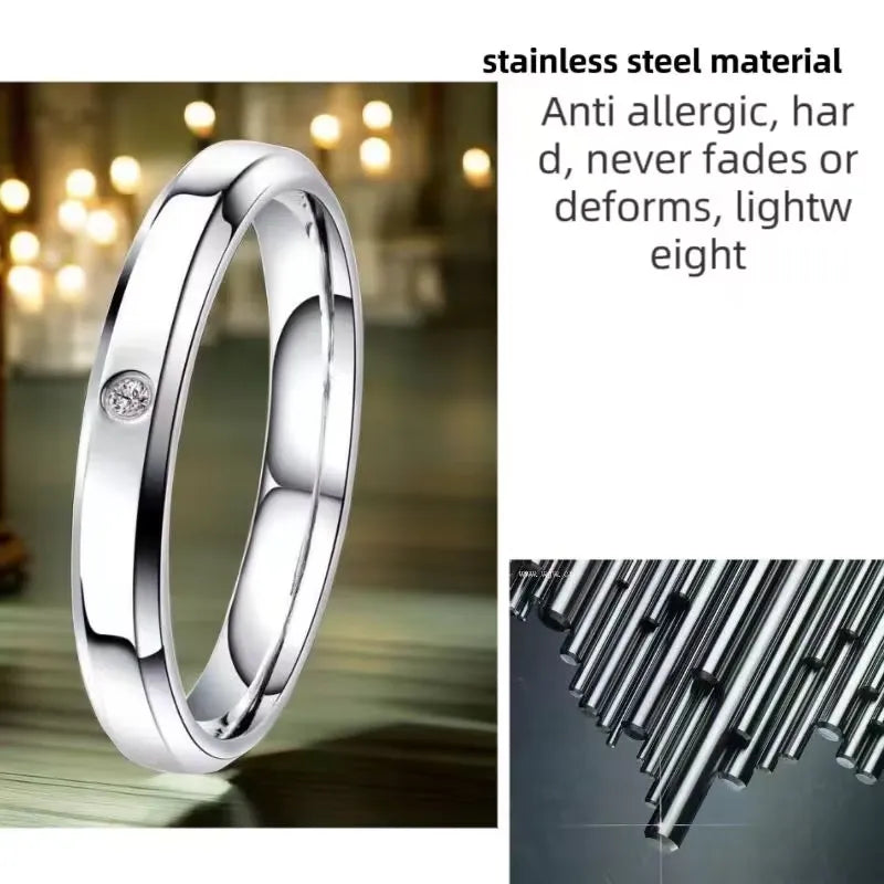 Esha Single Stone 4MM Band Ring | Waterproof Silver