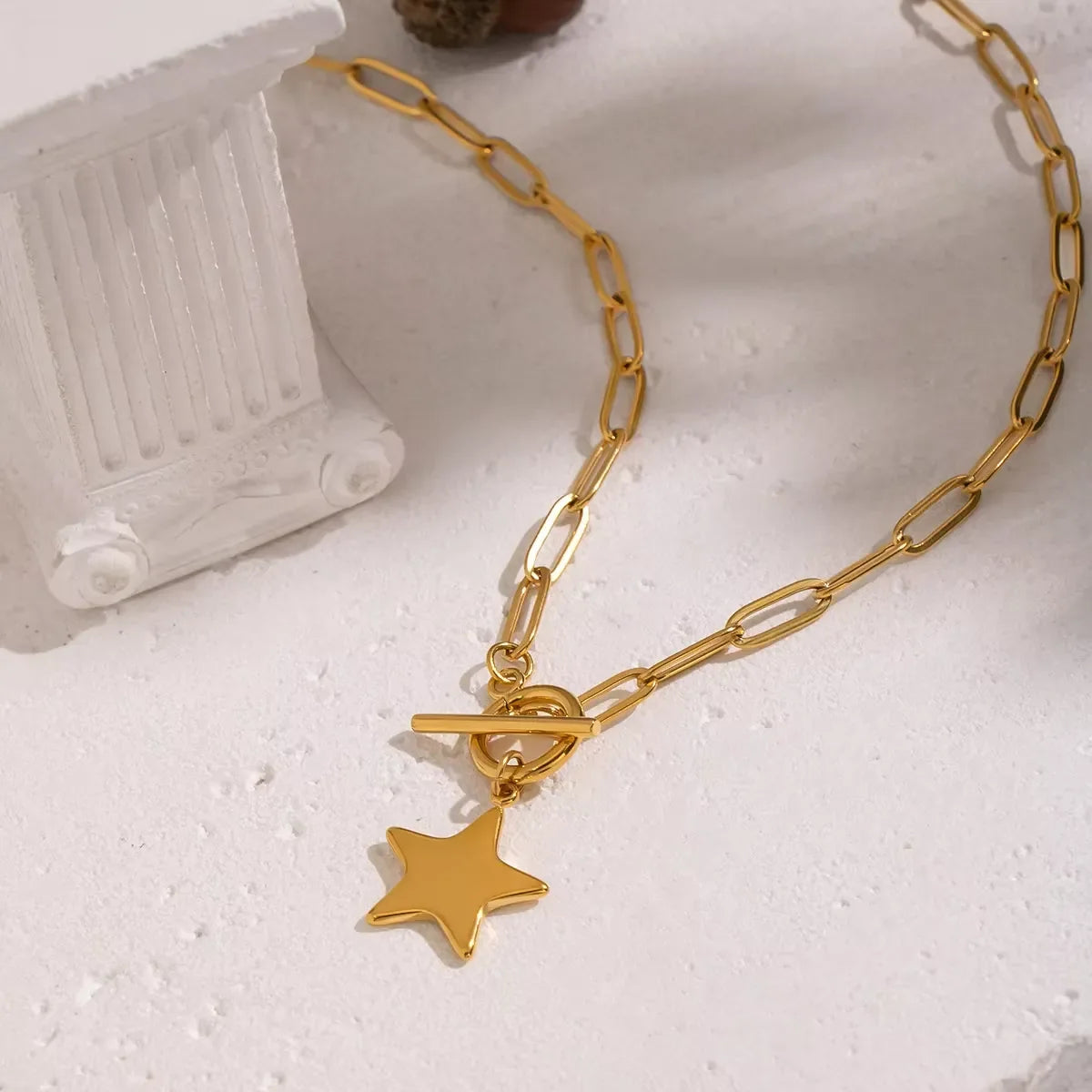 Tinah T-Bar Star Charm Chain Necklace | Waterproof 18k Gold