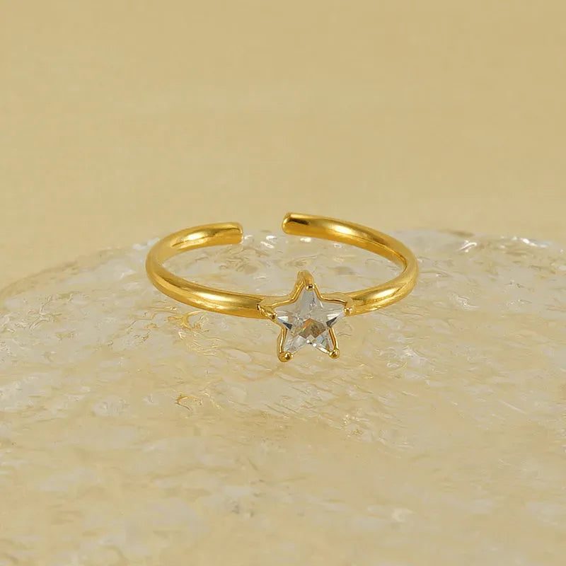 Dolcy Crystal Star Open Ring | Waterproof 18k Gold