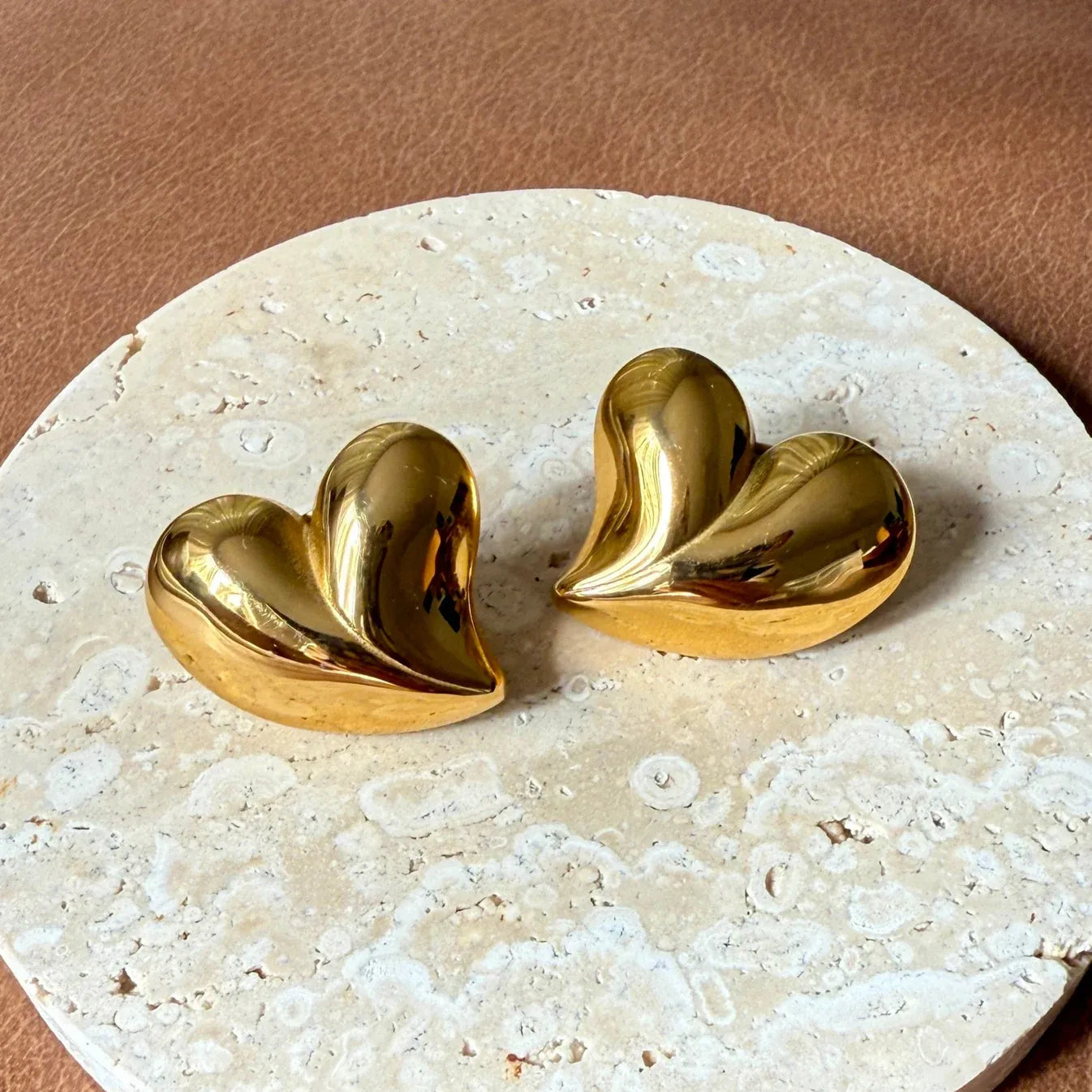 Chrysie Heart Stud Earrings | Waterproof 18k Gold