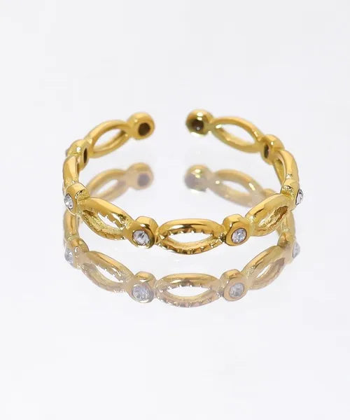 Ayla Crystal Open Ring | Waterproof 18k Gold