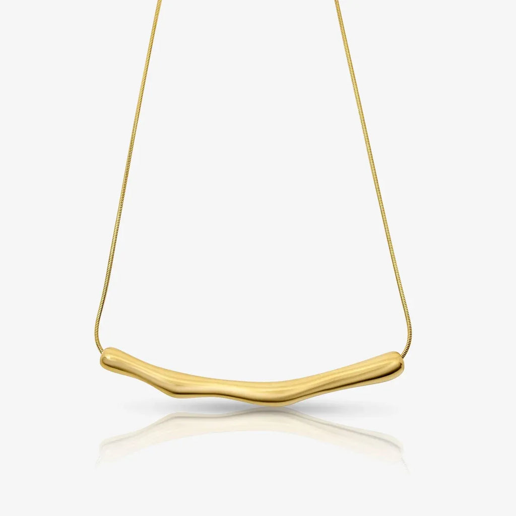 Barnaby Curved Bar Necklace | Waterproof 18k Gold