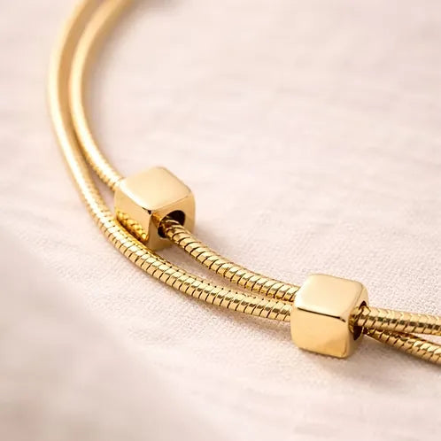 Elyra Cube Station Double Layered Bracelet | Waterproof 18k Gold