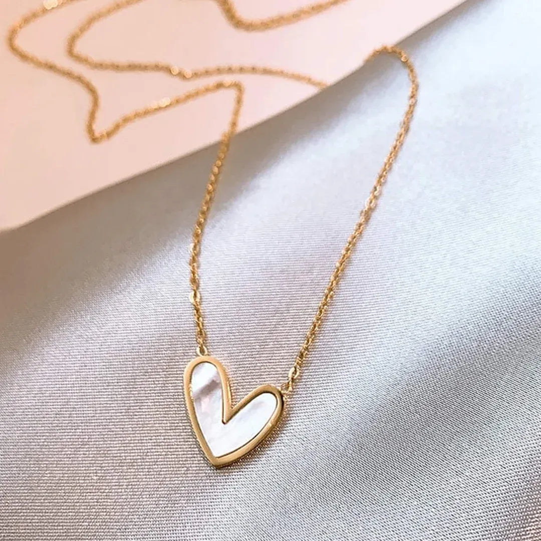 Belami Mother of Pearl Heart Necklace | Waterproof 18k Gold