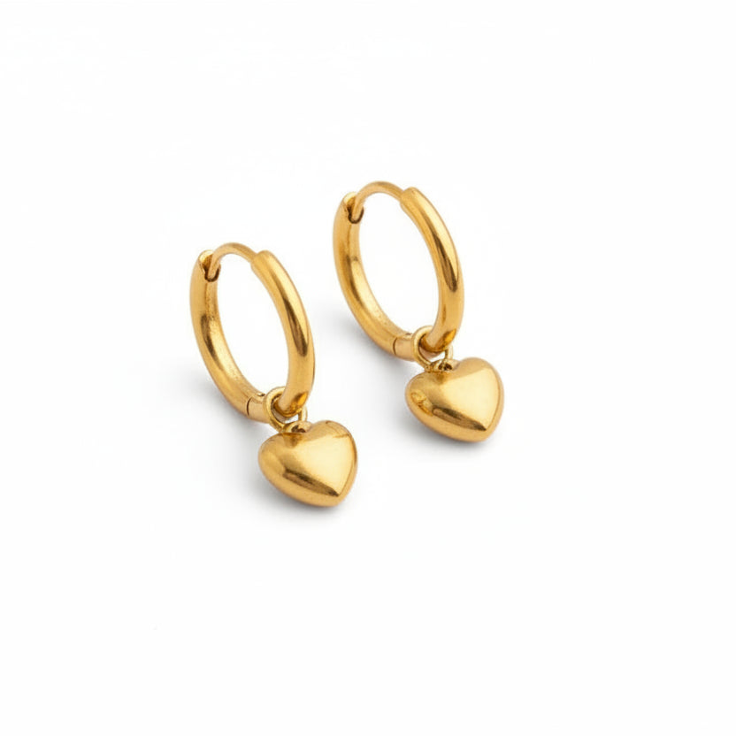 Blair Heart Charm Hoop Earrings | Waterproof 18k Gold