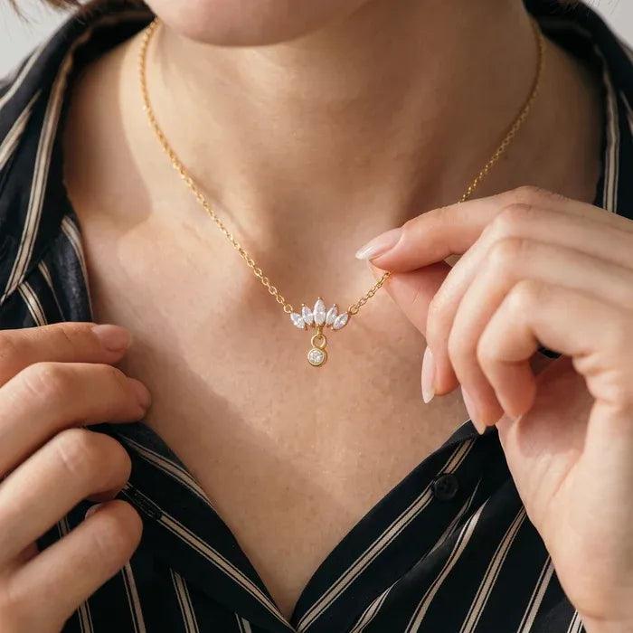 Boaz Crystal Crown Necklace | Waterproof 18k Gold