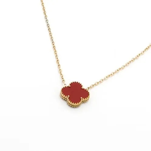 Alora Four-Leaf Red Clover Necklace | Waterproof 18k Gold