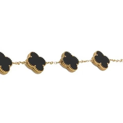 Alora Four-Leaf Black Clover Bracelet | Waterproof 18k Gold